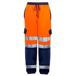 Men's High Visibility Reflective Polyester Safety <b>Cargo</b> <b>Work</b> <b>Pants</b> with Elastic Waist and Multiple Pockets for Industrial Use - Product Image 2