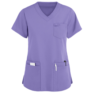 Uniformes médicaux unisexes personnalisés en tissu polyester/rayonne tissé avec poches, modèle infirmier OEM, sans couture, pour le secteur médical, dentaire et esthétique - Product Image 3