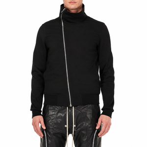 Sweat-shirt à col roulé zippé pour homme, noir, coupe classique, en coton tricoté, couleur unie, style minimaliste, pour l'automne - Product Image 1