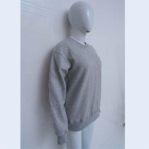 Sweat-shirt classique gris clair à col rond en molleton de coton uni, vêtement décontracté, commandes en gros, impression de logo personnalisé, fourniture d'usine - Product Image 6