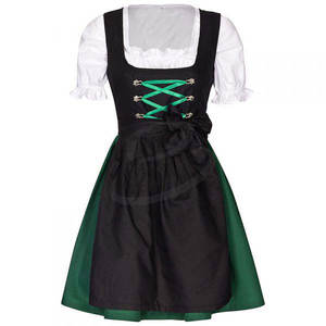 Costume de serveuse de bière bavaroise allemande pour femmes, 3 pièces, noir, style vintage, 100% coton (robe traditionnelle) - Product Image 2