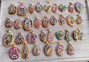 Wholesale Natural Crystal Brass Pendant High Quality hand-<b>painted</b> Minakari Agate <b>stone</b> traditional Pendant for Gift Jewelry Bulk - Product Image 2