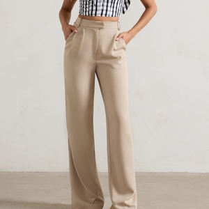 Pantalones de chándal anchos ligeros para mujer 2026 al por mayor, joggers con botones decorativos, pantalones cargo con logo, pantalones de mujer con técnica de lavado. - Product Image 2