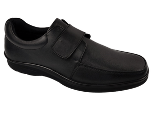 Zapatos de Vestir de Cuero Negro para Hombre, Sin Cordones, Punta Redonda, Cierre de Velcro, Entresuela Acolchada de EVA, Suela de Goma, para Oficina y Carrera Profesional - Product Image 1