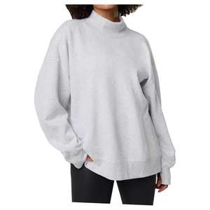 Sudadera de cuello alto para mujer, oversize, de 260 g, de forro polar, ecológica, transpirable, 100% algodón, para invierno, estilo urbano, color liso - Product Image 2