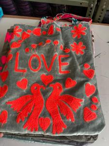 Bolso Tote de Terciopelo Premium Bordado al por Mayor, Bolso Tote Natural Hecho a Mano para Mujer, Bolsos de Playa de Verano, Bolso de Diseño Único - Product Image 2