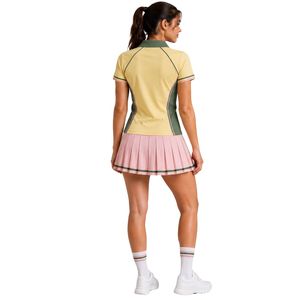 Conjunto de Falda Plisada y Camiseta de Tenis/Golf para Mujer en Amarillo Mantequilla y Rosa Suave, Ropa Deportiva Personalizada, Transpirable y de Secado Rápido - Product Image 2