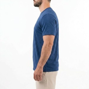 Men's Blue Crew Neck T Shirt And Khaki Shorts <b>Set</b> Casual Cotton Summer Outfit Breathable <b>Knitted</b> Solid Color Two Piece - Product Image 6