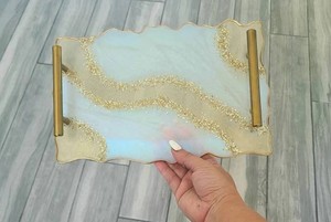 Plateau de service en résine avec finition effet marbre magnifique pour le service quotidien et la décoration - Product Image 5