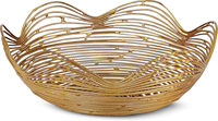 Elegante moderne abstracte geëtste gouden messing draadwerk, aanpasbaar metalen handwerk, verplaatsbaar decoratief Ramadan bruiloft schaal, aangepast logo