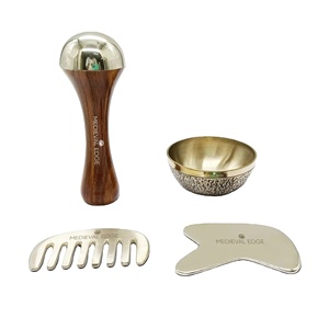 Ensemble complet de baguettes Kansa et Gua Sha de meilleure qualité pour améliorer le teint, réduire les rides et la relaxation Original Indian Factory - Product Image 1
