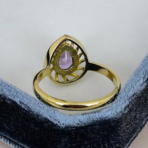 Natural Amethyst Solid 925 Sterling <b>Silver</b> <b>Ring</b> Yellow Gold Plated Classic Smooth <b>Band</b> Women's Everyday Wear <b>Ring</b> - Product Image 3