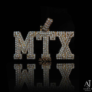 Gold Color Moissanite Bezel Setting Hip Hop Gold Plated Letter Pendant MTX <b>Initial</b> Charm Rhinestone Jewelry for <b>Chain</b> Wear - Product Image 1