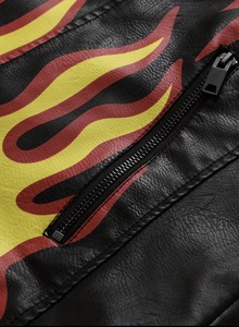 Custom Big Size Leather Motorcycle Jacket with Heat Printing Digital Printing Waterproof Breathable Eco-Friendly Boxy Style - Product Image 4