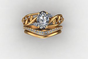 Luxury Gold Silver Oval Round <b>Ring</b> 2.70 CTS Moissanite CVD Colour Stone <b>CZ</b> EGL VVS2 D VS1 Yellow White Rose Design - Product Image 3