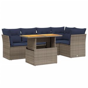 Ensemble de canapé de patio en rotin gris de 5 pièces avec coussins Mobilier d'extérieur durable - Product Image 2