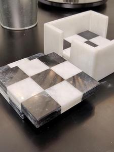Elegant Handmade Black and White <b>Marble</b> Coasters With Check Design <b>Set</b> of 6 For <b>Coffee</b> Tea Cups and <b>Table</b> Decor - Product Image 5
