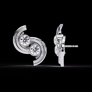 ZAWO HOUSE 10k 14k White Gold Two Lab Grown Diamond Round Drop Earrings <b>Stud</b> Diamond Earring - Product Image 4
