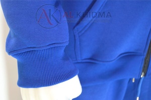 Unisex Heavy GSM 100% Organic Cotton Tracksuit Jogger Hoodie Set Royal Blue Solid Custom Logo OEM ODM Wholesale Winter Factory - Product Image 4