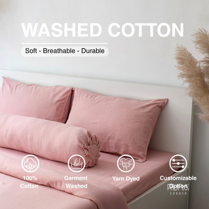 100% Cotton <b>Bedding</b> Set Rose Pink Yarn Dyed Solid Color Modern Style 4PC Living room curtains set - Product Image 1