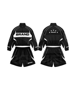 High Quality Eco-Friendly Heavyweight Windbreaker Tracksuit Regular Fit Polyester/Nylon Hoodie <b>Jacket</b> <b>Short</b> Set Screen Printing - Product Image 5