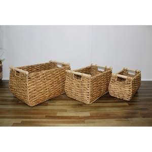 Cestas de Almacenamiento Rectangulares de Jacinto de Agua Natural con Asas, Estilo Rústico, Organizadores Multiusos - Product Image 4