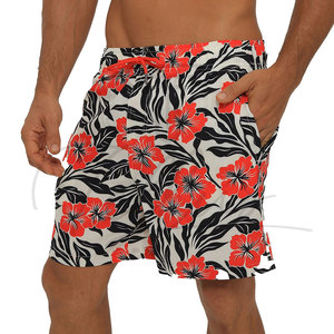 Shorts de surf décontractés en gros, séchage rapide, entièrement imprimés sur mesure, extensibles dans quatre directions, taille élastique, maillot de bain de plage en polyester pour hommes - Product Image 3