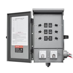 Kit Interruttore di Trasferimento Manuale ATS per Generatore, 30 Ampere, 6 Circuiti, Pre-cablato, con Scatola di Ingresso Alimentazione NEMA L14-30P a Doppia Ingressione - Product Image 1