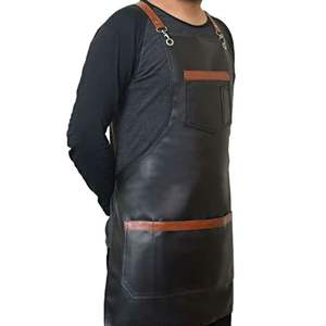 Nuevo Delantal de Trabajo de Cuero Genuino de Alta Calidad con Logotipo Personalizado, Delantal sin Mangas, Duradero, Ligero y Lavable, en Oferta - Product Image 1