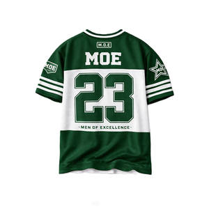 Uniforme de Equipo de Malla Verde y Blanca con Números Sublimados, Mangas Rayadas, Jersey de Fútbol Americano Personalizado, Venta al Por Mayor OEM - Product Image 3