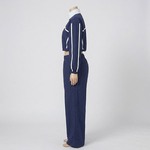 Ensemble de survêtement 2 pièces pour femme, bleu marine uni, à capuche, manches longues, coupe ample, style sportif brodé, toutes saisons, 100 % coton - Product Image 3