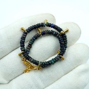 HAYAAT GEMS Natural Black Ethiopian Opal Welo <b>Fire</b> Luxury Beads Bracelet Roundel Beads Anniversary Gift for Unisex - Product Image 4