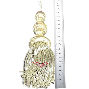 Grande frange à pampilles en fil de canutillo argenté, 18 cm, faite à la main, pour l'église - Product Image 1