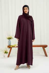 Modern Modest Abaya Women Floor Length <b>Long</b> Sleeve Solid Color Polyester Loose Fit Daily Wear Middle East Style - Product Image 3