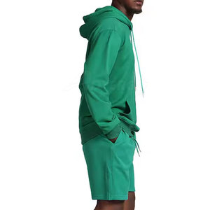 Conjunto de Sudadera con Capucha y Pantalones Cortos Casuales de Invierno para Hombre, Tallas Grandes, Transpirable, 100% Algodón, Logotipo Frontal - Product Image 3