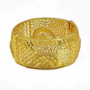 Wholesale Brass 14K 18K 24K Dubai Style Dye Gold Plated Openable Arabic <b>Bridal</b> Flower Shape Kada Fashion Bangles - Product Image 4