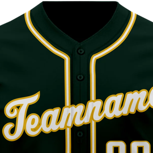 Maillot de baseball vert foncé à manches courtes, boutonné, uniforme d'équipe personnalisé, respirant, en polyester, chemise de sport athlétique - Product Image 5