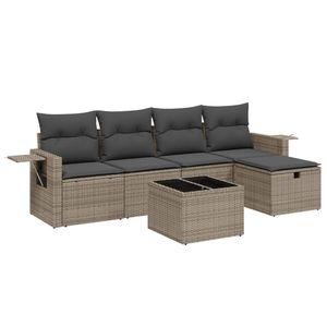 Grande divano da giardino in Poly Rattan grigio con coperture rimovibili - Product Image 2