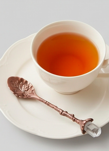 Cuillères à thé vintage en métal avec gravure florale et accents en pierre, finition mate, résistantes à la rouille, ensemble de couverts pour usage domestique - Product Image 4