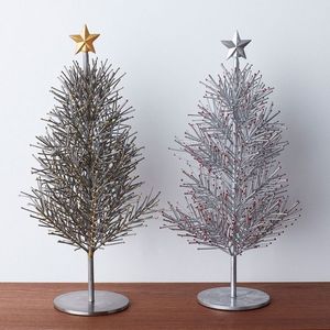 Vintage Aluminum Christmas <b>Tree</b> With Red <b>Star</b> Top Handcrafted Decorative Holiday Ornament - Product Image 6