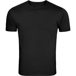 Men's Black Short Sleeve O-Neck T-Shirt Regular Fit Knitted Casual Wear Solid Color Blank Design 2026 New Blank - Product Image 2