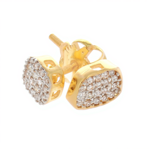 Boucles d'oreilles clous en or jaune 10 carats avec diamants naturels ronds de 0,14 ct, bijoux fins pour femmes - Product Image 3