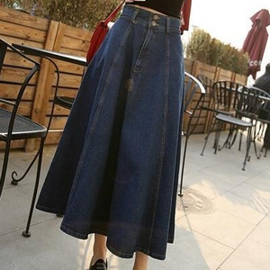 Faldas Vaqueras Retro de Cintura Alta para Mujer, Estilo Europeo y Americano, Moda Casual, Faldas Vaqueras Ajustadas en Línea A - Product Image 5