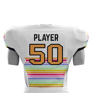 Custom Sublimated American Football Jersey Unisex Adult Short Sleeve Striped Design Breathable Fitted With Number 50 And Player - Product Image 3