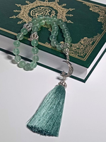 Chapelet religieux en résine turquoise avec perles en résine naturelle écologiques faites à la main, accessoires de prière personnalisables