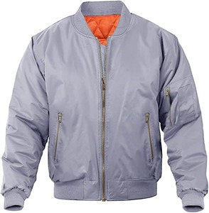 Blouson Bomber Bleu pour Homme, Fermeture Éclair, Coupe-Vent, Vêtement d'Extérieur Décontracté, Col Montant, Matière Polyester, Idéal pour l'Automne - Product Image 3