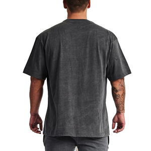 T-shirts pour hommes en coton 100% lourd, haute qualité, écologiques, lavage à l'acide, anti-boulochage, anti-plis, respirants, grandes tailles - Product Image 3