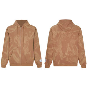 เสื้อโค้ทซิปพิมพ์ลายโลโก้ตัวอักษรพื้นฐานของผู้ผลิต พร้อมลายคลื่นน้ำแบบไม่สม่ำเสมอ สไตล์สตรีทแวร์สำหรับผู้ชาย เสื้อฮู้ดดี้และเสื้อสเวตเชิ้ต - Product Image 2