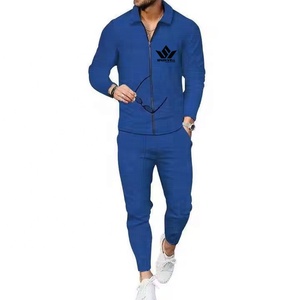 Ensemble de survêtement noir pour homme, veste zippée intégrale et pantalon de jogging, avec bandes latérales contrastées, en polyester respirant, vêtements de sport décontractés - Product Image 3