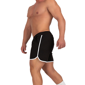 Men's <b>Black</b> Sports Shorts Drawstring Closure Breathable Lightweight Cotton with Contrast Trim for Gym Training - Product Image 2